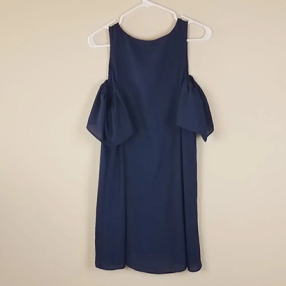 Show Me Your Mumu Navy Birdie Ruffle Cold Shoulder Dress